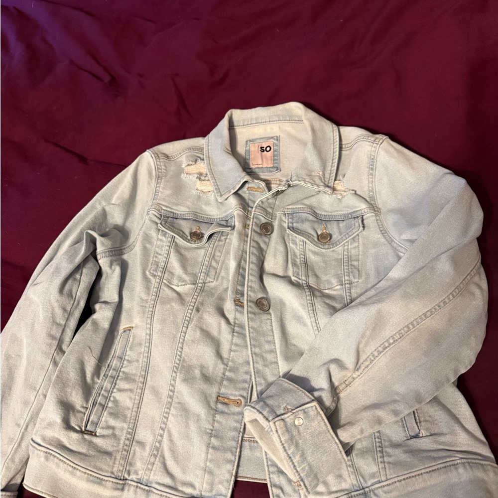 SO Light Blue Distressed Denim Jacket